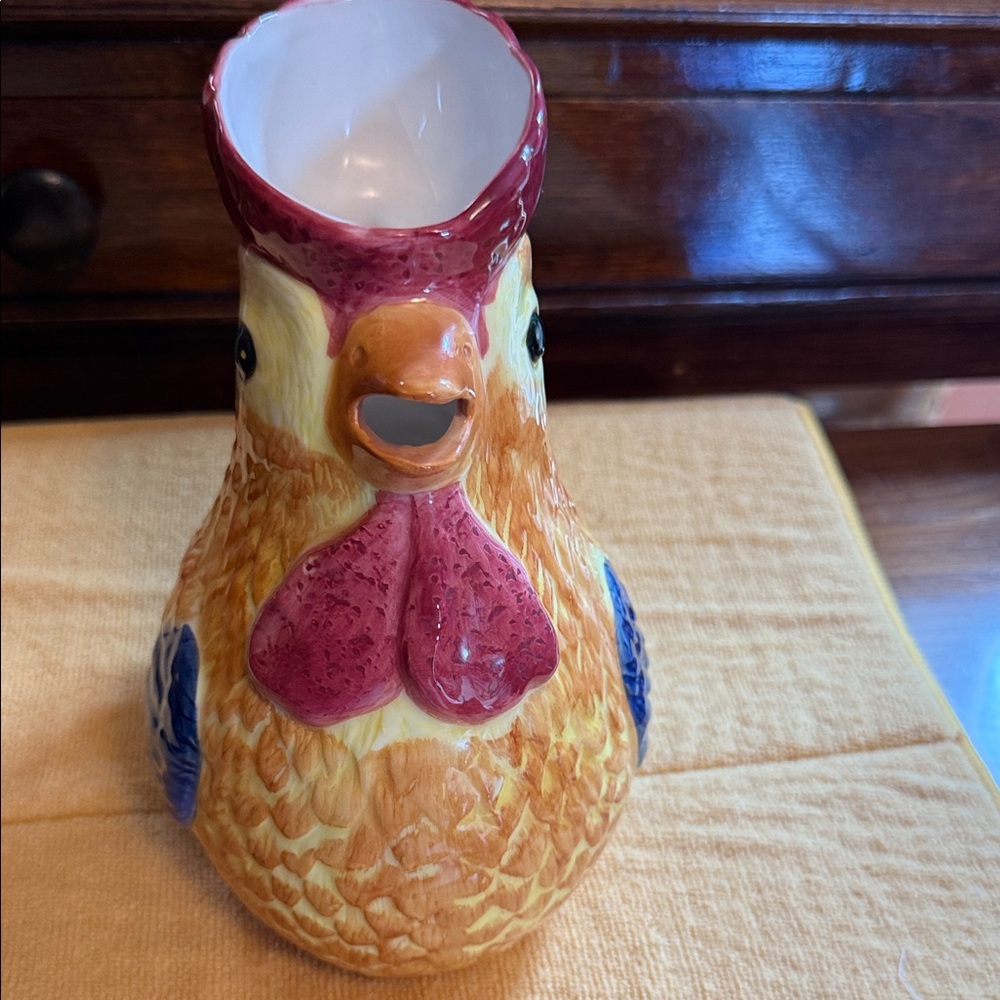Colorful Rooster Ceramic Pitcher - Picture 3 of 8